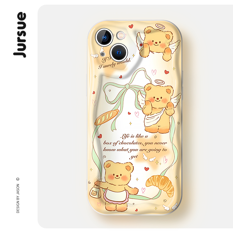 Jursue น่ารักการ์ตูนตลกกันกระแทกกรณีโทรศัพท์อ่อนสําหรับ iPhone 16 15 14 13 12 ip 11 Pro Max GA058