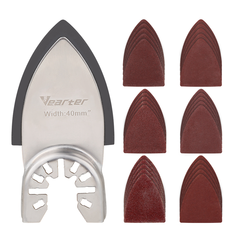 Vearter 31 ชิ้นนิ้วมือสั่น Multitool ทราย Pad Hook & Loop แผ่นกระดาษทรายสําหรับไม้ Burr บดและโลหะ Derusting