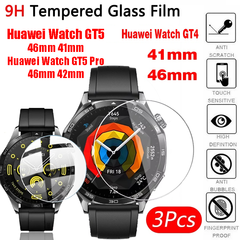 กระจกนิรภัยสําหรับนาฬิกา Huawei GT5 4 41 มม.46 มม.นาฬิกาสมาร์ทกระจกป้องกันป้องกันหน้าจอสําหรับ Huawei Watch GT 5 pro ฟิล์มกระจกนิรภัย
