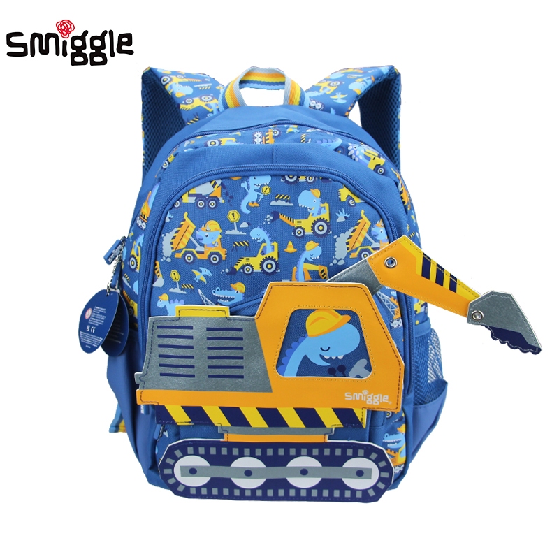 SMIGGLE ออสเตรเลีย ลักลอบ ต้นฉบับ กระเป๋านักเรียนเด็ก เด็กชาย สังเกตการณ์ เครื่องจักร การสร้างแบบจําลอง กระเป๋าเป้สะพายหลัง 14 นิ้ว เด็ก กระเป๋าสะพาย 3-7 ป