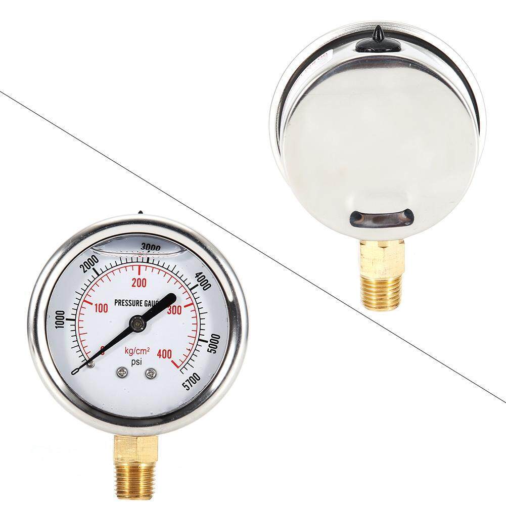 PRESSURE GAUGE 2.5" 0-400 BAR (5000PSI) | เกจวัดแรงดัน หน้าปัด 2.5" เกลียวออกล่าง 1/4" NPT + น้ำมัน