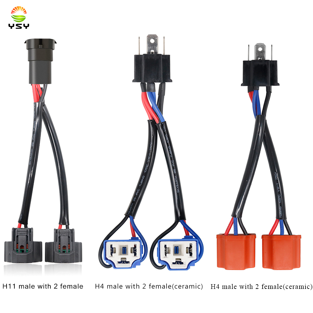 1pcs H4 ชาย H4 หญิงเซรามิค, H11 ชาย H11 หญิงรถบรรทุกไฟหน้า Extension Connector ปลั๊กซ็อกเก็ตอะแดปเตอ