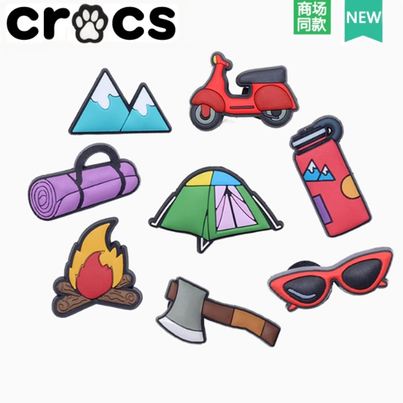 Crocs crocs รองเท้าดอกไม้ ปรับให้เข้ากับ crocs Zhibixing ของแท้ Wang Junkai รองเท้าอุปกรณ์เสริม Camping ชุด 8 ชิ้น