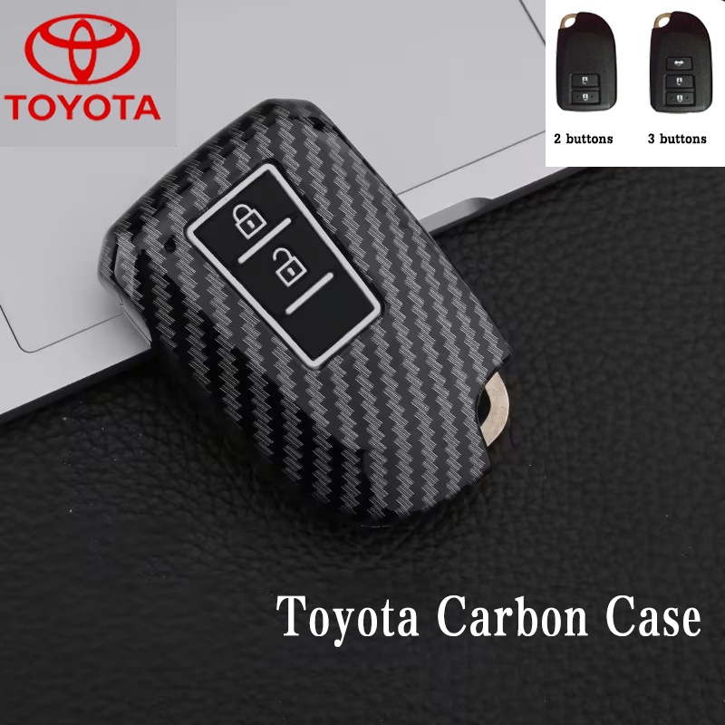คาร์บอนไฟเบอร์รถฝาครอบพวงกุญแจ Protector สําหรับ Toyota Yaris/Vios/Yaris 2014/Yaris-5 ประตู Toyota Carbon Case