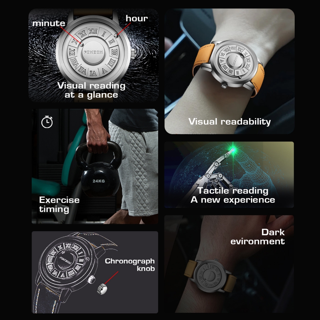 FOXBOX ฟ็อกซ์บ็อกซ์ นาฬิกาผู้ชายเดิมกันน้ํากีฬาลําลองสแตนเลสนาฬิกาแฟชั่น - รูปที่ 5