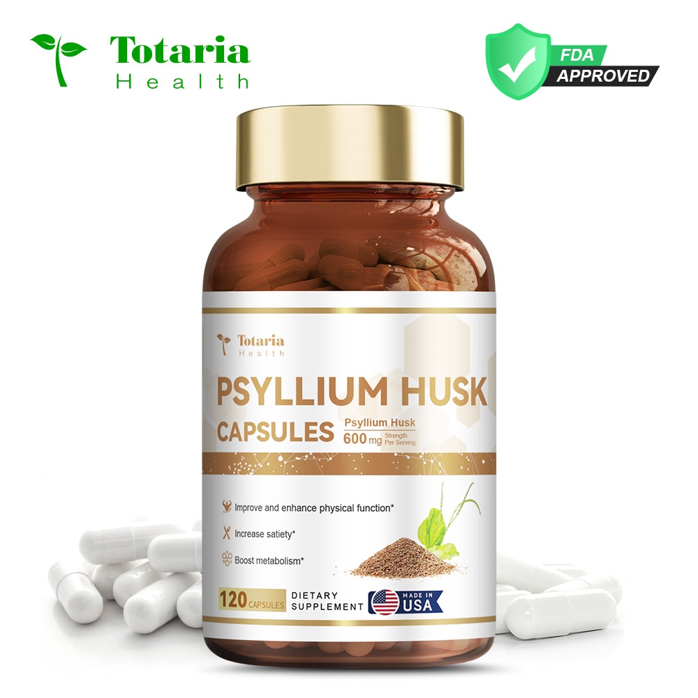 Totaria Psyllium Husk Extract Capsules อาหารเสริมไฟเบอร์เพื่อส่งเสริมสุขภาพลําไส้ ฟังก์ชั่นหัวใจ Bowel Regularity