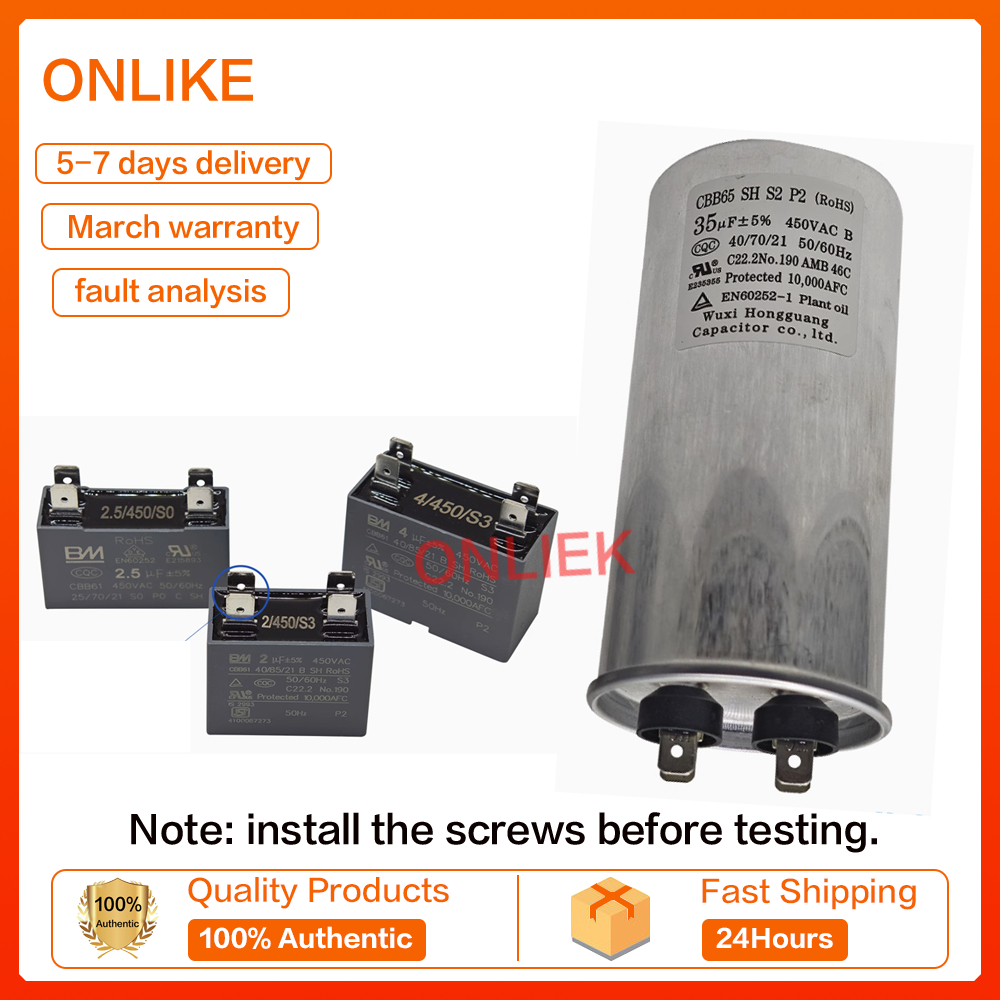 (ต้นฉบับ 100%) 30uf / 35uf / 40uf / 45uf / 50uf / 60uf 450V MIDEA CBB65 AIR CONDITIONER CAPACITOR AI