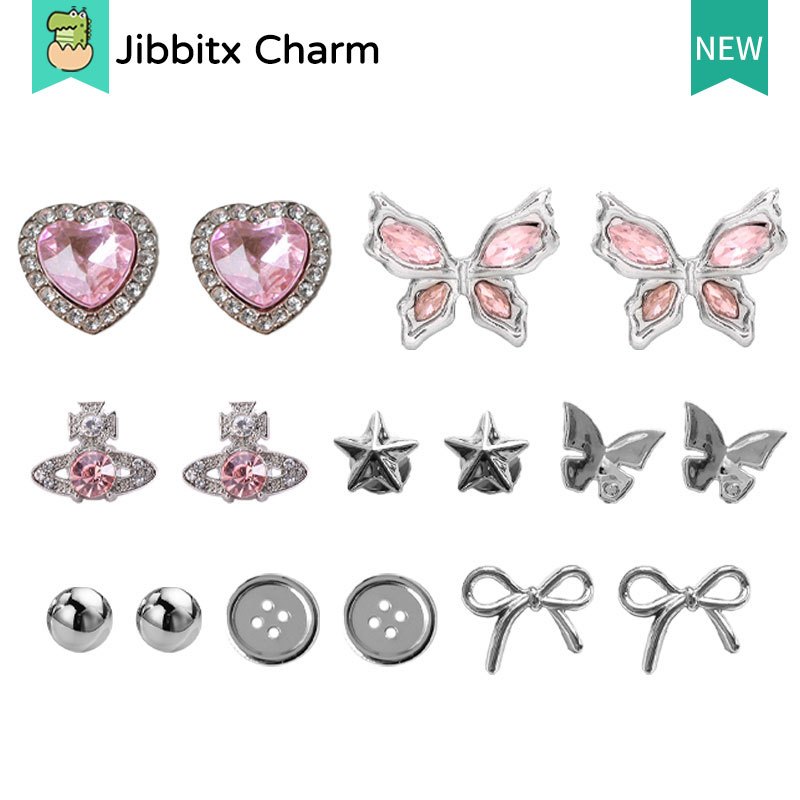 Jibbits Fashion Clog Jibbitz Charm สร้างสรรค์การ์ตูนน่ารักสีสันสดใสรูปแบบ DIY รองเท้าหัวเข็มขัด/รองเท้า Charm/ปุ่มบล็อก
