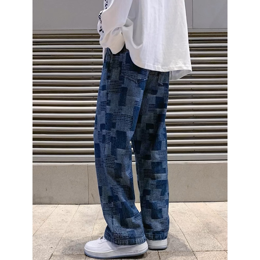 Breeze Jeans กางเกงยีนส์ผู้ชาย ลายสก๊อตผ้าดิบ เอวยางยืด ใส่สบาย สไตล์อเมริกัน แนวสตรีท baggy denim สีฟ้า ดำ ราคา ถูกที่สุด ดีลบีเคเค แกลเลอรีภาพที่ 3