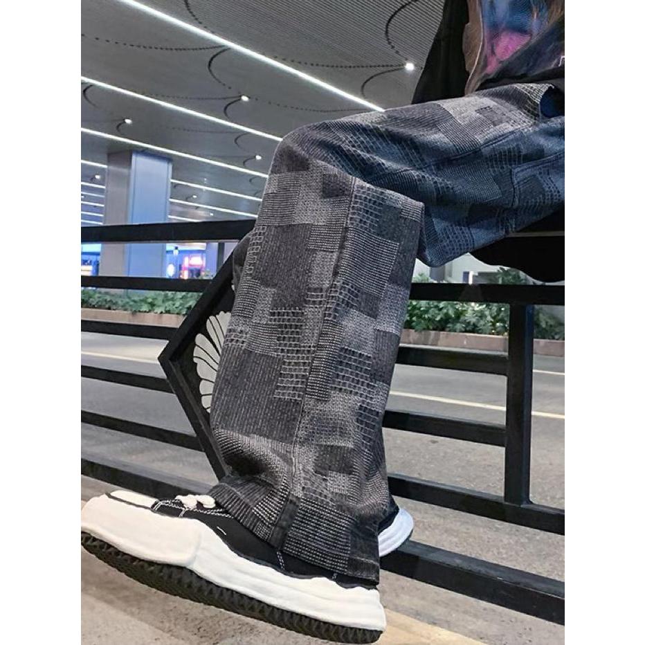 Breeze Jeans กางเกงยีนส์ผู้ชาย ลายสก๊อตผ้าดิบ เอวยางยืด ใส่สบาย สไตล์อเมริกัน แนวสตรีท baggy denim สีฟ้า ดำ ราคา ถูกที่สุด ดีลบีเคเค แกลเลอรีภาพที่ 6