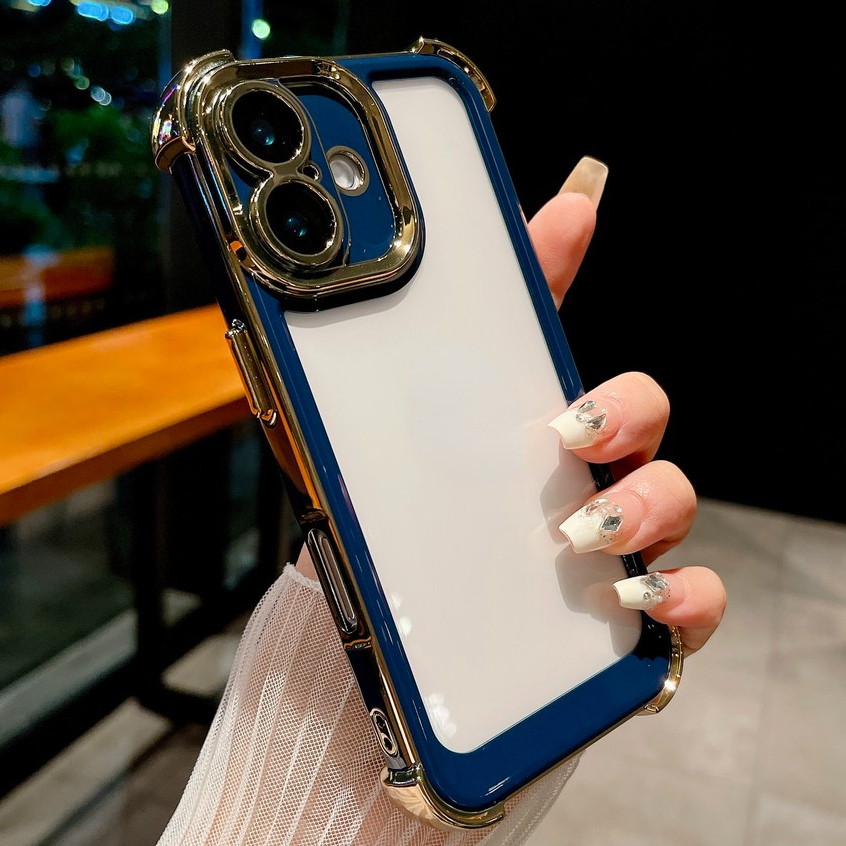 หรูหราสีชุบไฟฟ้าโปร่งใสพื้นที่กันกระแทกกรณีโทรศัพท์สําหรับ ไอโฟน 16 15 14 13 12 11 มือโปร สูงสุด บวก สี่มุมป้องกันการตกอะคริลิคใสกรณีคล - รูปที่ 7