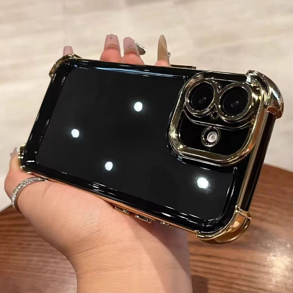 หรูหราสีชุบไฟฟ้าโปร่งใสพื้นที่กันกระแทกกรณีโทรศัพท์สําหรับ ไอโฟน 16 15 14 13 12 11 มือโปร สูงสุด บวก สี่มุมป้องกันการตกอะคริลิคใสกรณีคล - รูปที่ 2