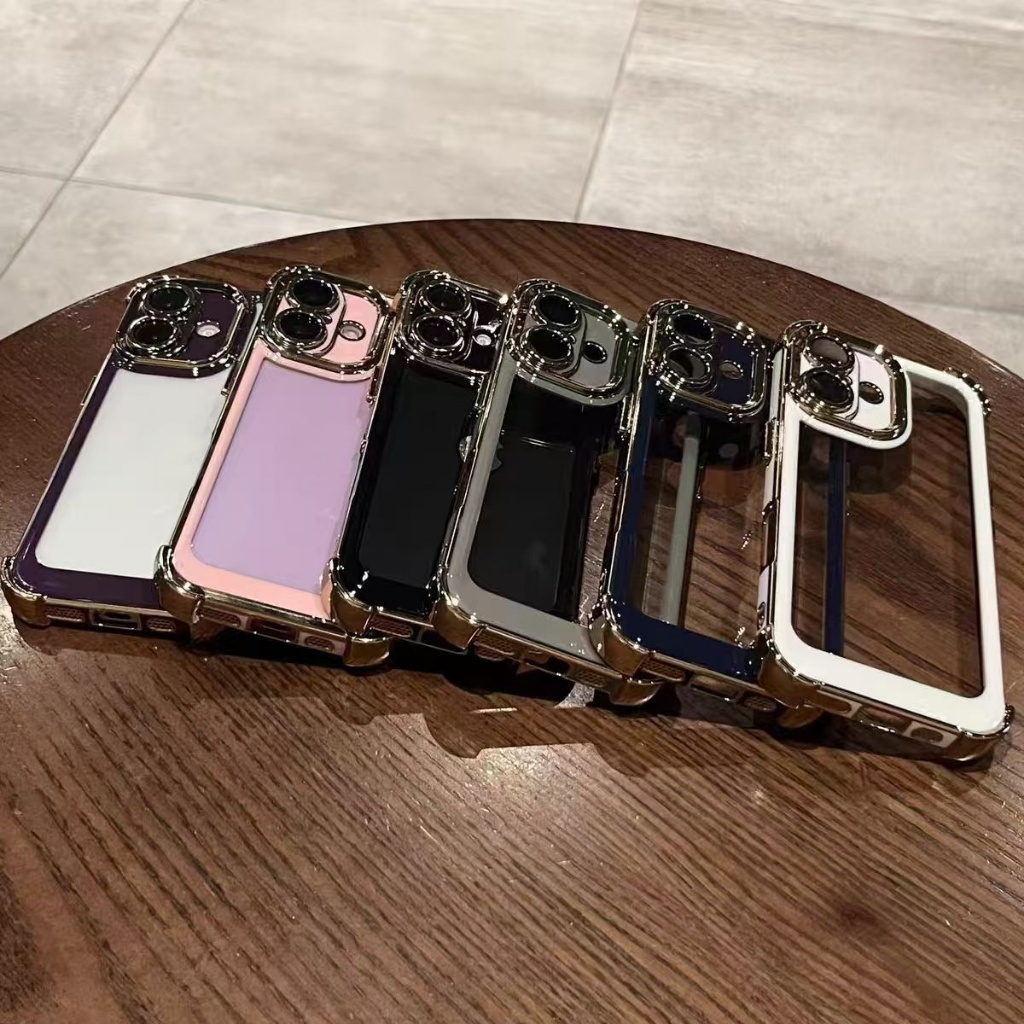 หรูหราสีชุบไฟฟ้าโปร่งใสพื้นที่กันกระแทกกรณีโทรศัพท์สําหรับ ไอโฟน 16 15 14 13 12 11 มือโปร สูงสุด บวก สี่มุมป้องกันการตกอะคริลิคใสกรณีคล - รูปที่ 4