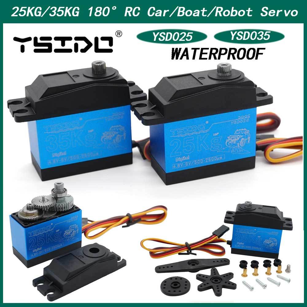 YSIDO RC Digital Servo แรงบิดขนาดใหญ่ 25 กก. 35 กก. 4.8V-6V เซอร์โว 180° เกียร์สแตนเลส 500-2500μs สําหรับ 1/8 1/10 1/7 RC อะไหล่รถยนต์