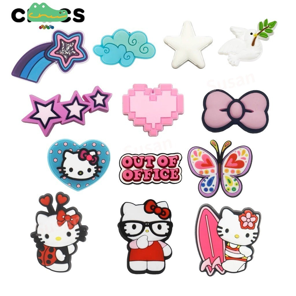Jibbitz crocs อุปกรณ์เสริมรองเท้า Hello Kitty series DIY หัวเข็มขัดรองเท้า sandal buckle