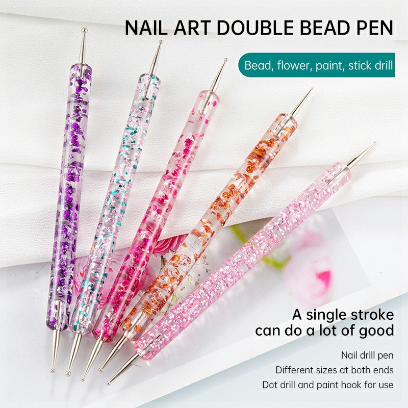 ไม้ดอทแต้มจุด สองหัวแบ่งขาย  คละขนาด อุปกรณ์เพ้นท์เล็บ ไม้ดอทเพ้นท์ลายเล็บ 5pcs-FE