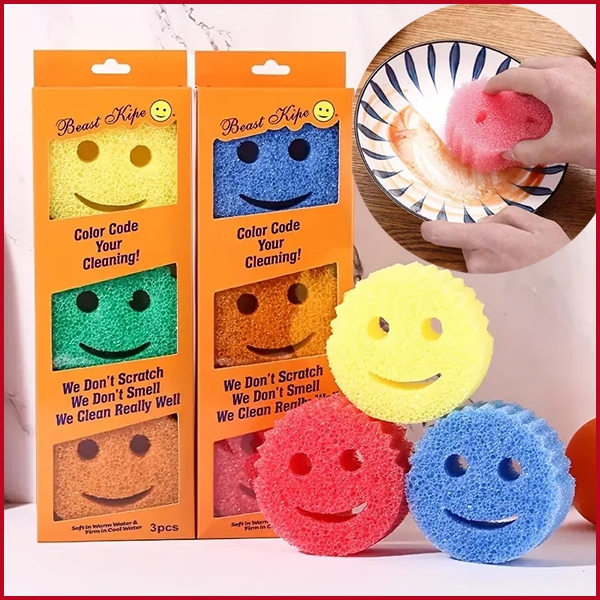 HOME✅ยิ้มมายากลทําความสะอาดเช็ดแผ่นกําจัดสิ่งสกปรกบนที่แข็งแกร่ง,ฟองน้ําล้างจาน,ฟองน้ําทําความสะอาด-ขัดรอยขูดฟรีฟองน้ําจานสําหรับทําความสะอาดลึก