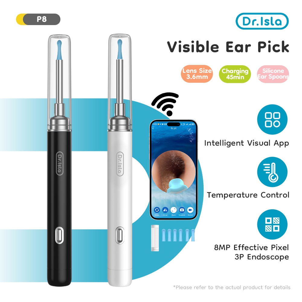 Dr.isla P2 มองเห็นได้ ช้อนหู กล้อง ช้อนหู ไม้แคะหู มี กล้อง xiaomi น้ำยาทำความสะอาดรูหู น้ำยาล้างหู  HD สามารถดูได้ 360 องศา PK Bebird
