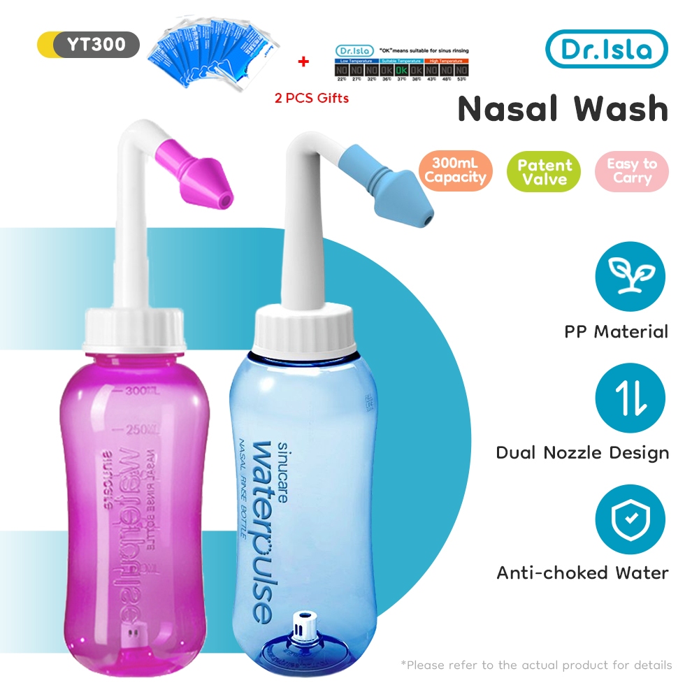 Dr.isla ขวดล้างจมูก ที่ล้างจมูกซอง อุปกรณ์ล้างจมูก เกลือล้างจมูก ขวดน้ำล้างจมูก ได้ทั้งเด็ก มีหัวเปลี่ยนสำหรับเด็กและผู้ใหญ่ YT300