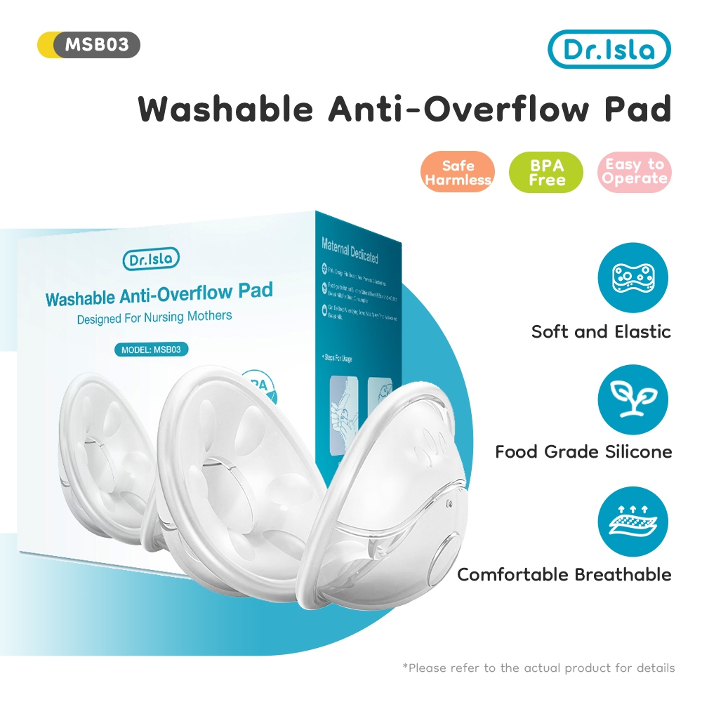Dr.isla แผ่นซับน้ํานม ถ้วยเก็บน้ำนม 2Pcs ซิลิโคนรองน้ำนม แผ่นซับน้ำนม food grade ใช้ซ้ำได้ - Breast Milk Collection Shell BPA Free MSB03