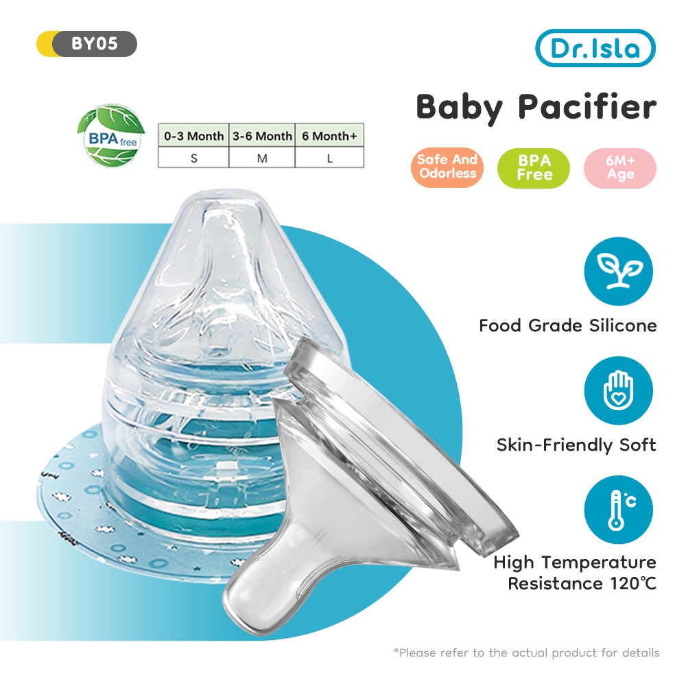 Dr.isla จุกนมคอกว้าง 2Pcs จุกนมหลอกเด็ก เฟิร์สช้อยส์ พลัส จุกนมสำหรับขวดนม ระบาย