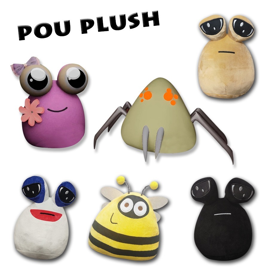 ตุ๊กตาของเล่นอะนิเมะตุ๊กตากล่อง Pou สัตว์เลี้ยงของฉัน Alien Plushie ตุ๊กตาสําหรับเด็กของเล่นของขวัญเกมสัตว์เลี้ยง Pou รอบตัวอักษรของขวัญวันเกิดสําหรับเด็ก