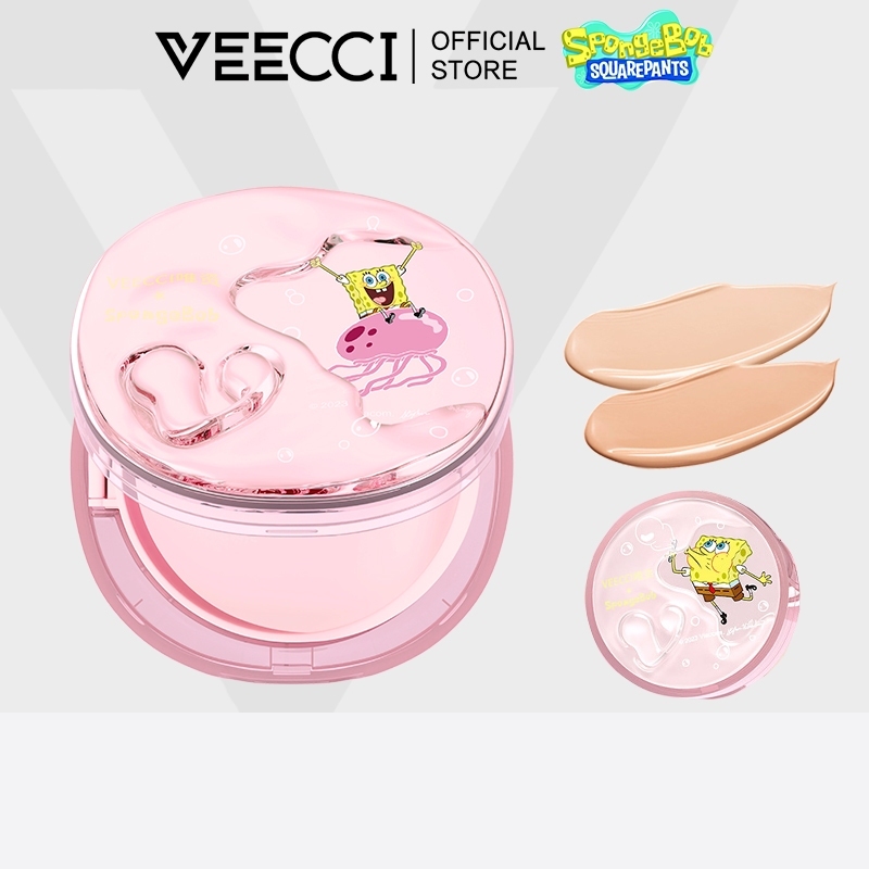 VEECCIxSpongeBob คุชชั่น บีบีครีม ซ่อน ข้อบกพร่อง โบนัส พัฟแต่งหน้า ชุ่มชื้น ธรรมชาติ คูชั่น 10g