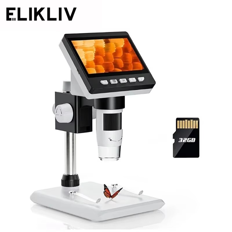 Elikliv EDM43 1000x4.3 "กล้องจุลทรรศน์ดิจิตอล 1080P Microscopio Digital Para Electronica 1800mAh สํา