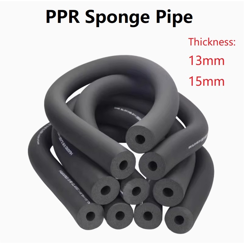 Sponge Rubber Pipe ความหนา 13 มม.15 มม.ฟองน้ํายางท่อสีดํา PPR ฟองน้ําท่อกันน้ํา Pipeline ผู้ถือฉนวนกันความร้อน Tubular แขนป้องกันหลอดป้องกัน