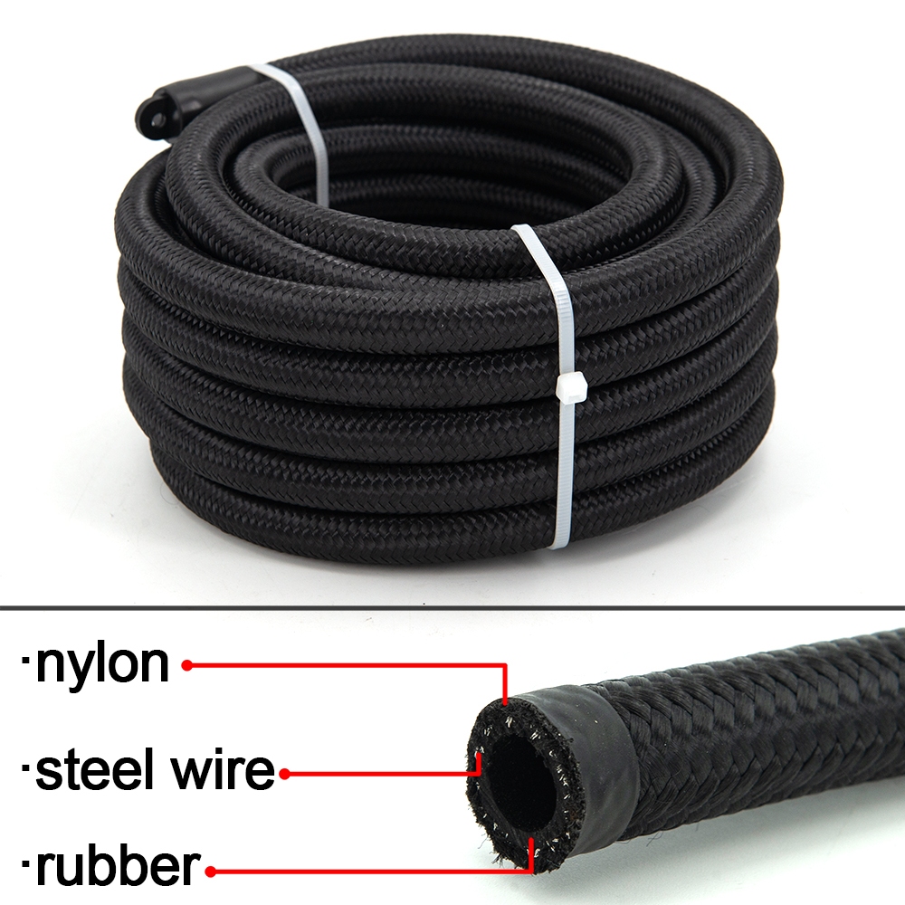 10ft(3 เมตร) 20FT(6 เมตร) AN6 AN8 AN10 Braide การใช้น้ํามันท่อสายไนลอนถักสแตนเลส