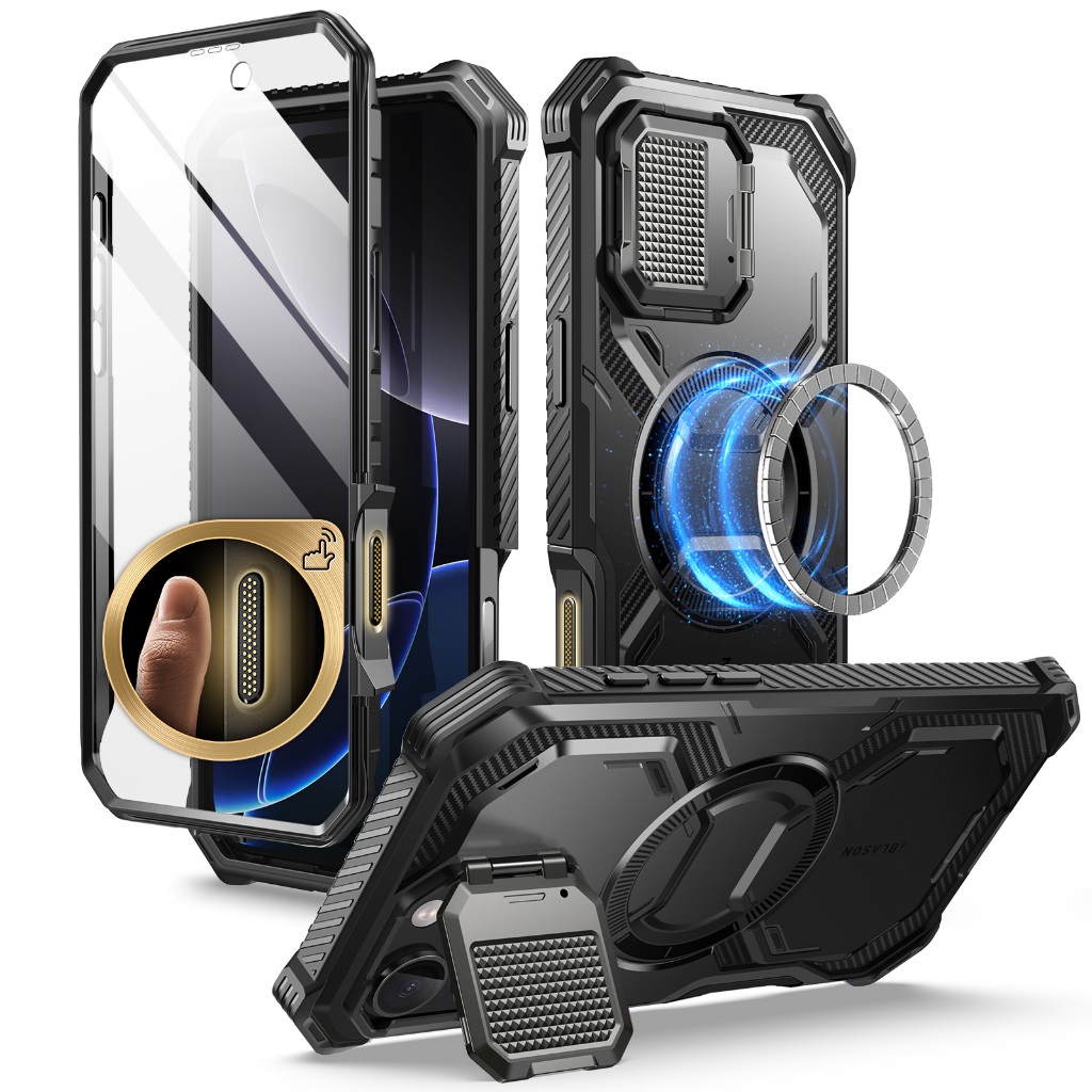 I-blason Armorbox สําหรับ iPhone 16/16 Pro/16 Plus/16 Pro Max กรณี MagSafe กล้องควบคุม Capture ปุ่มฝาครอบกล้องขาตั้ง Full Body เคสโทรศัพท์แม่เหล็กในตัวตัวป้องกันหน้าจอ