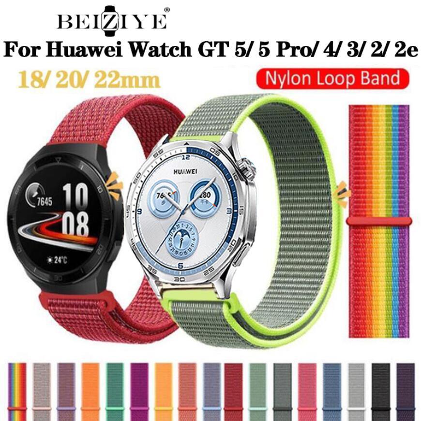18มม./20มม./22มม.สายคล้องข้อมือไนล่อน สำหรับ For Huawei Watch GT 5 GT 4 GT 2e 2 3 46 มม.สายรัด GT 3 SE GT2 Pro GT 5 Pro