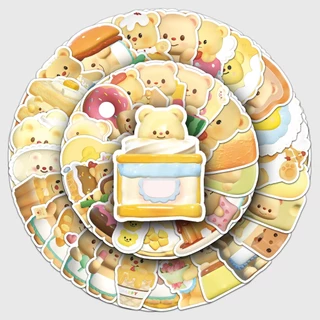 น่ารัก 50 ชิ้น 3D เนยหมีสติกเกอร์กันน้ํา DIY สําหรับโทรศัพท์แล็ปท็อปรถสติกเกอร์ Creative Home Decal7