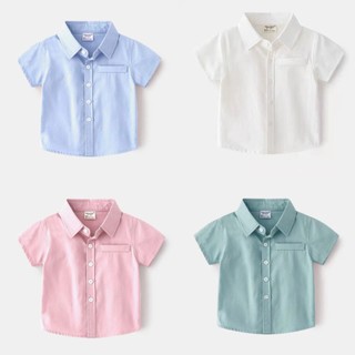【จัดส่งจากประเทศไทย】เสื้อโปโลปกคอสำหรับเด็กผู้ชาย สีพื้น ผ้าฝ้าย สบายและระบายอากาศได้ดี ดีไซน์เรียบง่าย แขนสั้นสำหรับฤดูร้อน