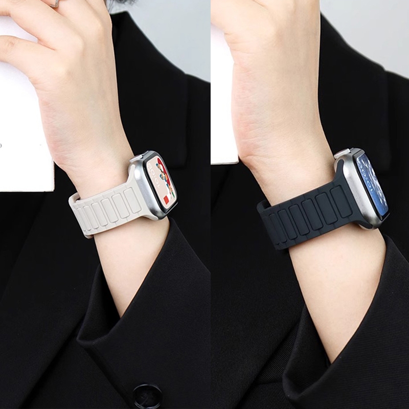สายซิลิโคนอ่อนนุ่ม สำหรับ Apple Watch Series 11 10 9 8 7 6 5 4 3 SE Ultra2 ขนาด 38 40 41 42 44 45 46 49 มม. อุปกรณ์เสริมนาฬิกา