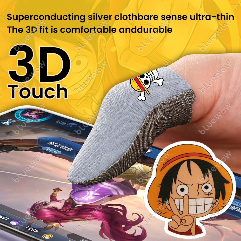 Bluewow One Piece/ฟรี Fire Gaming Finger Sleeve ถุงมือกันเหงื่อโทรศัพท์มือถือแขนหน้าจอสัมผัสตัวควบคุมเกมโทรศัพท์เกม PUBG