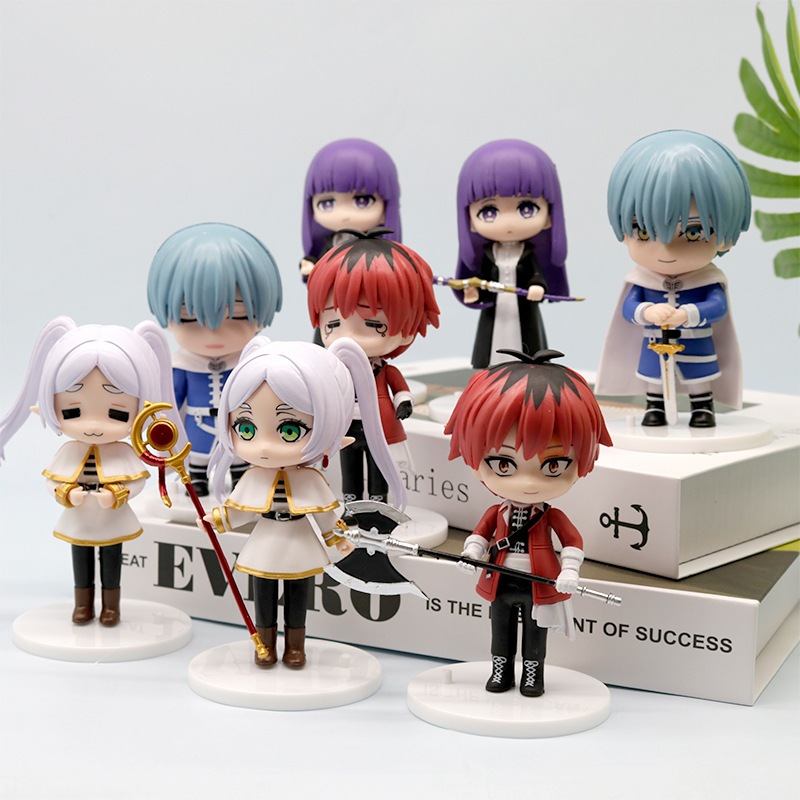 8 ชิ้น/เซ็ต 10 ซม.อะนิเมะ Frieren: Beyond Journeys End รูป Elf Frieren Himmel Fern Stark รุ่น Q PVC ตัวเลขการกระทําตุ๊กตาของเล่น