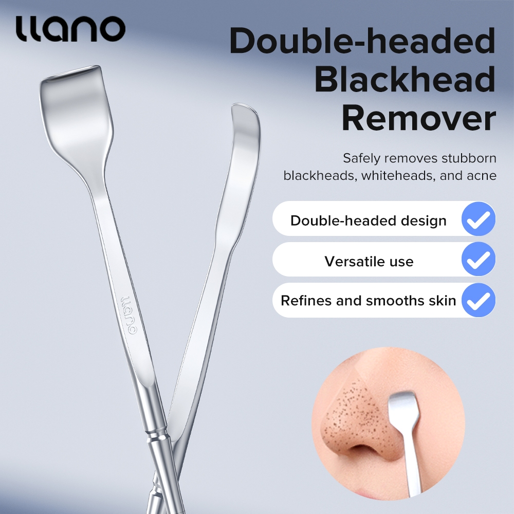 Llano Double Head สแตนเลส Blackhead Shaver Blemish Whitehead Removal เครื่องมือปลอดภัย Professional Face เครื่องมือทําความสะอาด
