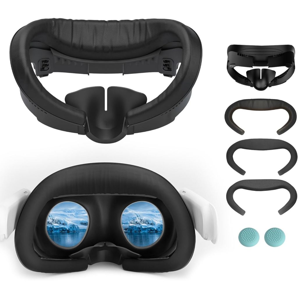 อินเทอร์เฟซใบหน้าฝาครอบใบหน้าสําหรับ Meta Quest 3 - อุปกรณ์เสริม VR เข้ากันได้กับ Meta/Oculus Quest 3, ชิ้นเดียวป้องกันแสงรั่วหนังนุ่ม PU เบาะรองนั่งสําหรับ Quest 3