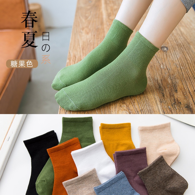 D332 ถุงเท้าบางสีทึบ