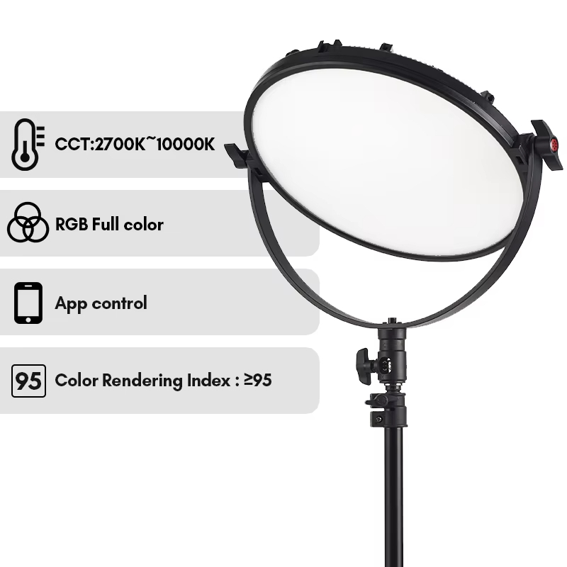 Tolifo Professional Studio Video Lighting RS60RGB RGB LED Video Light Round Panel Soft Fill Light