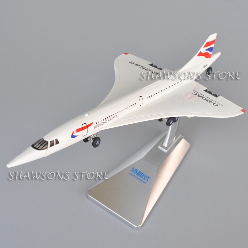 1:160 Scale Diecast Model Plane Toy Concorde Supersonic Aircraft Miniature Replica พร้อมเสียงและแสง