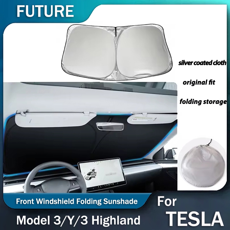 สำหรับ Tesla Model 3 Highland รถกระจกหน้ารถบังแดดบังแดดหน้าต่างป้องกันครีมกันแดดสำหรับ Tesla Model 3 Model Y อุปกรณ์เสริม
