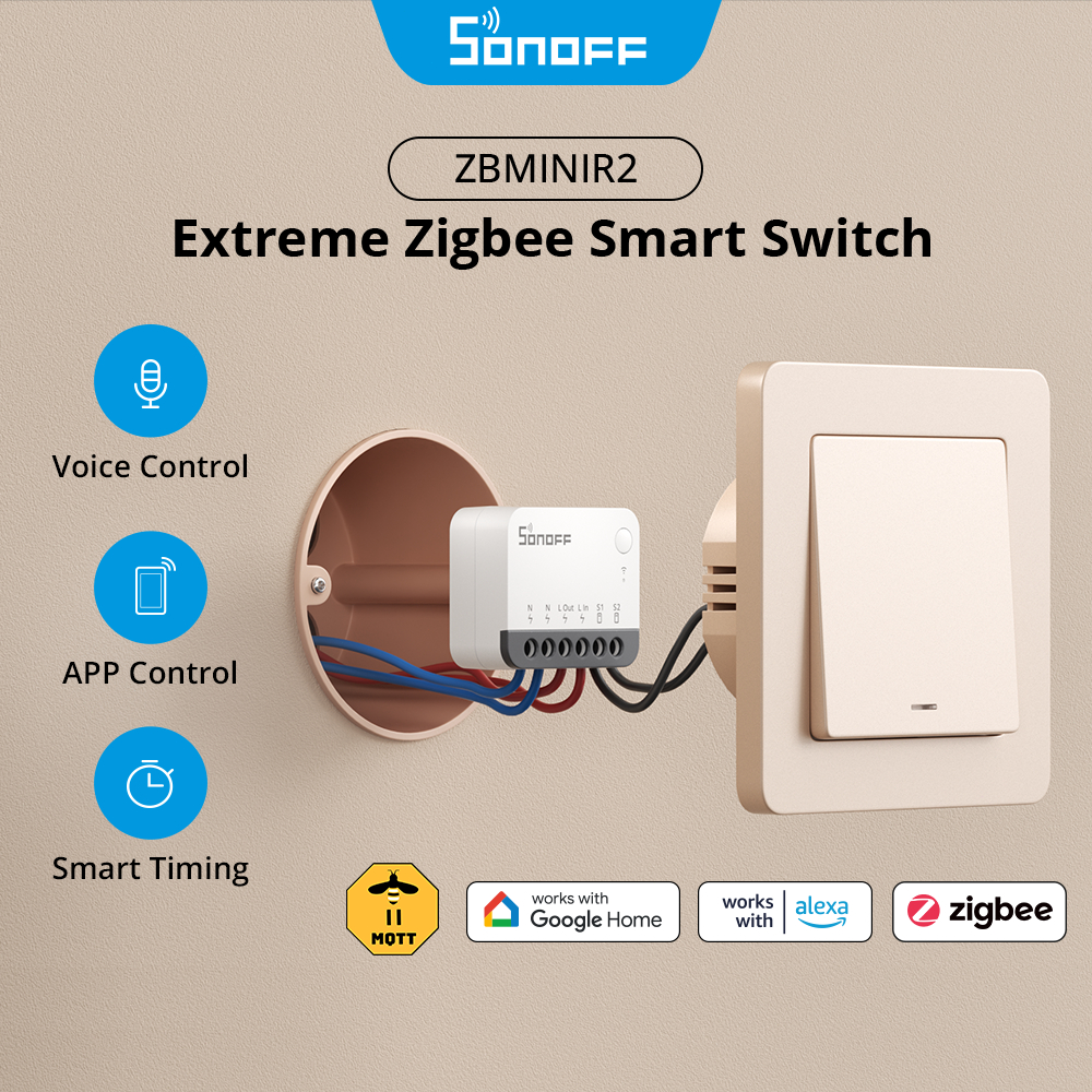 Sonoff ZBMINIR2 Extreme Zigbee 3.0 สมาร์ทสวิทช์ Detach รีเลย์ภายนอกรีโมทคอนโทรลผ่าน eWeLink สนับสนุน