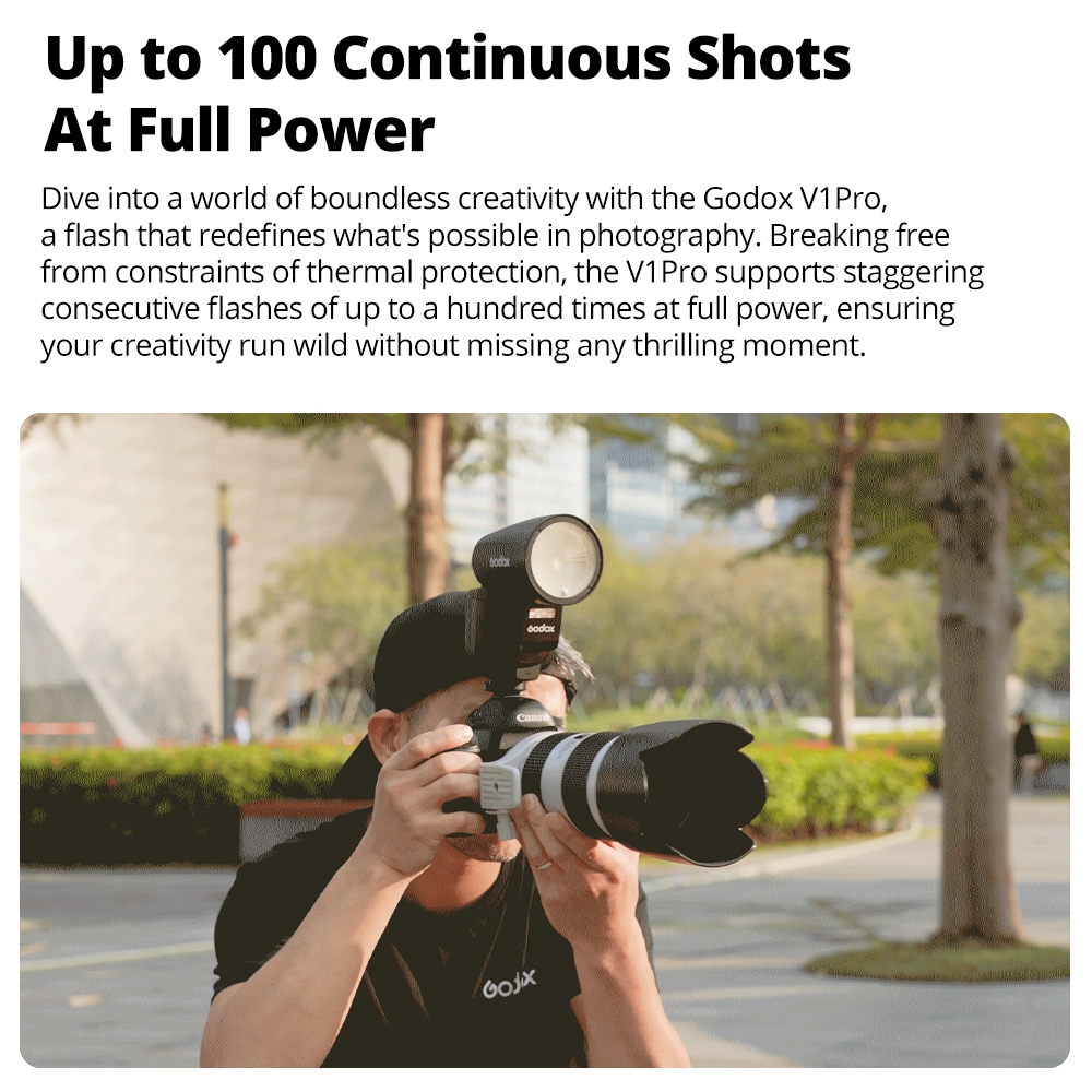 Godox V1 / V1 Pro Speedlight TTL HSS 1/8000s กล้องหัวกลม Li-ion แฟลช Speedlite 2.4G ไร้สาย - รูปที่ 2