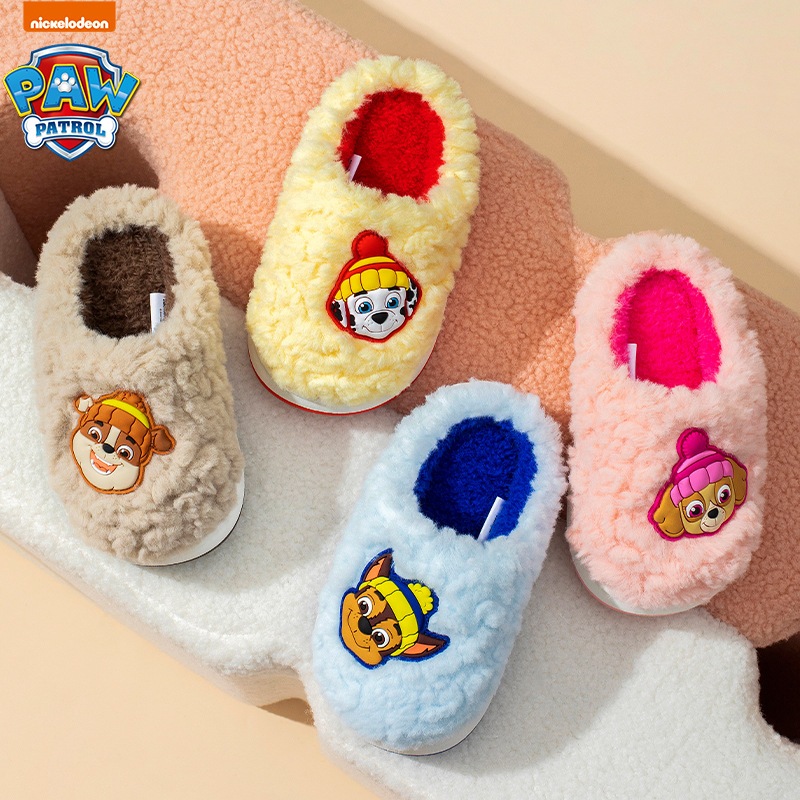 PAW PATROLรองเท้าแตะผ้าฝ้ายเด็กฤดูใบไม้ร่วงและฤดูหนาวเด็กหนุ่มในบ้านรองเท้าเด็กน่ารัก