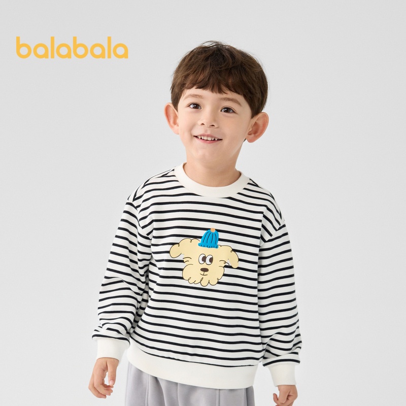Balabala Kids Wear Sweatshirt ฤดูใบไม้ร่วง 2024 ชายหญิงใหม่แขนยาวคอกลมหลวมขี้เล่น