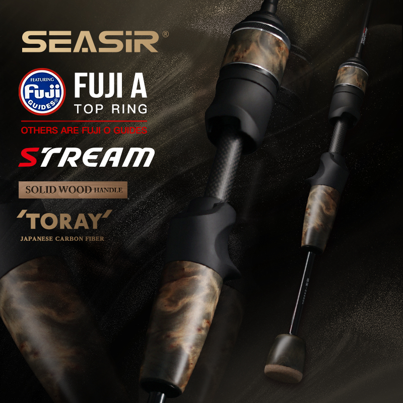 Seasir Stream Solid Wood Fishing Rod FUJI A + O Guide Rings UL1.57M-1.98M 86G Ultralight BFS TORAY 40T Carbon Fishing Rods Lure น้ําหนัก 1-10G 2 ส่วน