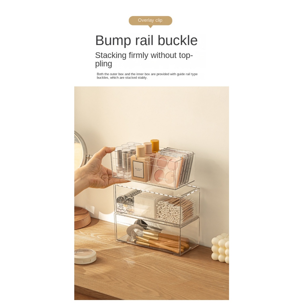 【Ready Stock+Fast Shipping】Bekahome ตู้ออแกไนเซอร์วางซ้อนกันได้แต่งหน้าออแกไนเซอร์ถาดที่มีลิ้นชักกล่องเก็บที่สามารถเคลื่อนย้ายพาร์ทิชันสําหรับตู้ห้องน้ําผนังโต๊ะเครื่องแป้ง - รูปที่ 5