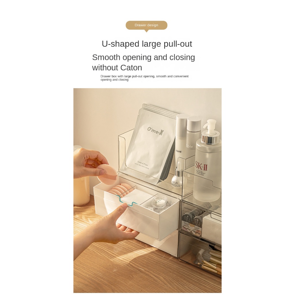 【Ready Stock+Fast Shipping】Bekahome ตู้ออแกไนเซอร์วางซ้อนกันได้แต่งหน้าออแกไนเซอร์ถาดที่มีลิ้นชักกล่องเก็บที่สามารถเคลื่อนย้ายพาร์ทิชันสําหรับตู้ห้องน้ําผนังโต๊ะเครื่องแป้ง - รูปที่ 6